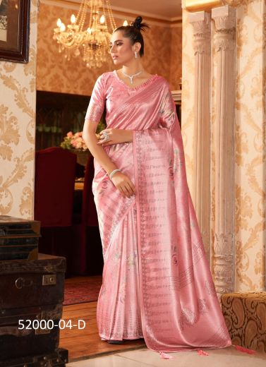 Pink Woven Soft Silk Festive-Wear Saree