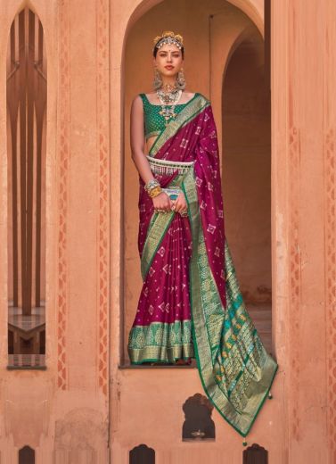 Berry Patola Silk Weaving Party-Wear Saree