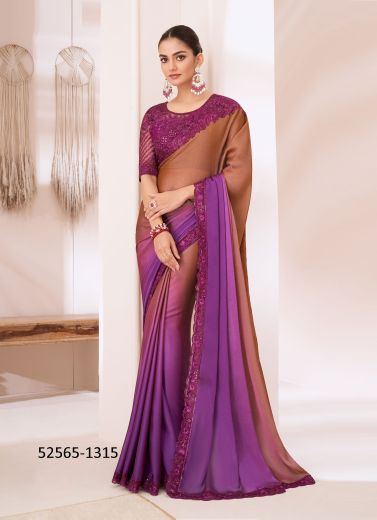 Multicolor Chiffon Embroidered Party-Wear Boutique-Style Saree