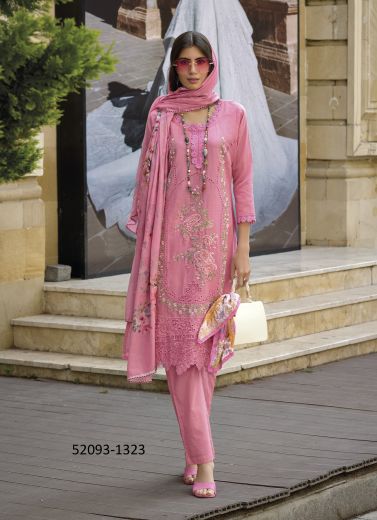 Pink Cotton Thread-Work Pakistani Readymade Salwar Kameez For Traditional / Religious Occasions