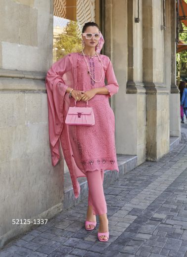 Pink Chikankari-Work Pakistani Readymade Salwar Kameez For Traditional / Religious Occasions