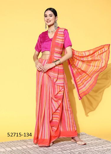 Multicolored Georgette Embroidered Party-Wear Beautiful Saree