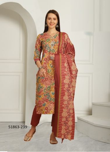 Multicolor Cotton Printed Festive-Wear Pant-Bottom Readymade Salwar Kameez