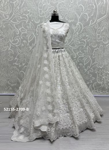 White Net Handwork Wedding-Wear Bridal Lehenga Choli