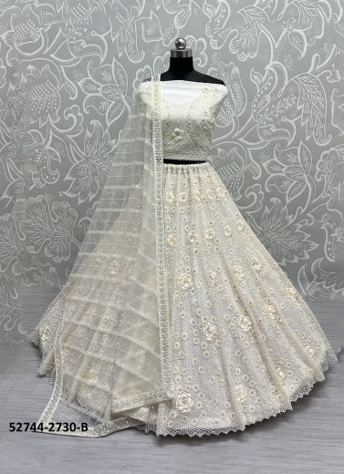 White Net Handwork Wedding-Wear Bridal Lehenga Choli