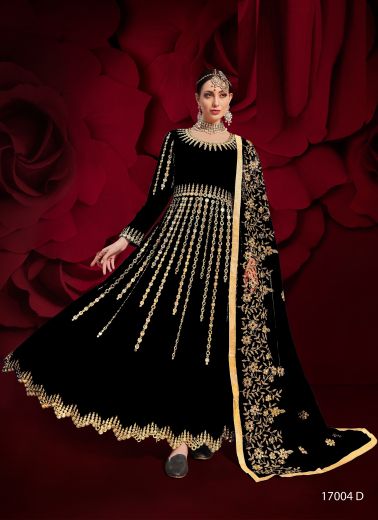 Black Georgette With Embroidery Work Ankle Length Salwar Suit