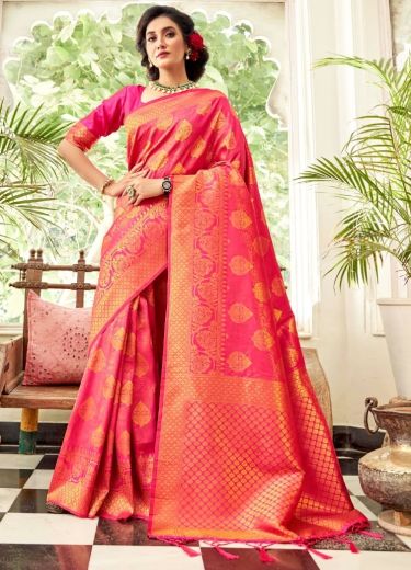 Magenta Soft Handloom Weaving Silk Saree