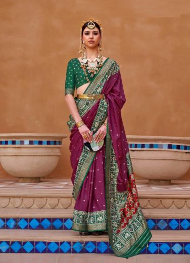 Purple Patola Silk Weaving Party-Wear Saree