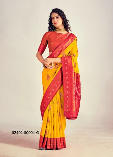 Multicolored Woven Jari Silk Saree For Traditional / Religious Occasions