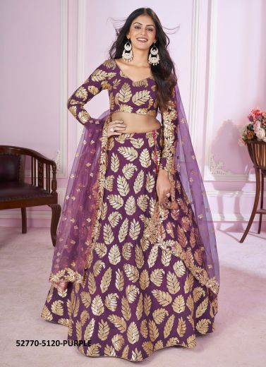 Purple Georgette Sequins-Work Party-Wear Stylish Lehenga Choli