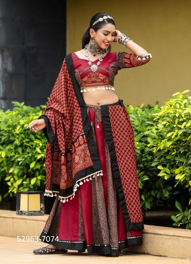 Multicolored Cotton Printed Navratri Special Readymade Lehenga Choli [Chaniya Choli For Garba]