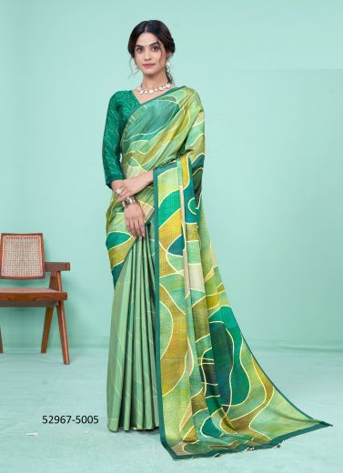 Multicolored Crape Silk Digitally Printed Vibrant Saree For Kitty-Parties