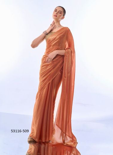 Light Salmon Fendi Jimmy Choo Sequins-Work Party-Wear Bollywood Saree