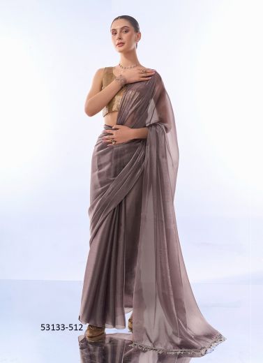 Light Mauve Burberry Sequins-Work Party-Wear Bollywood Saree