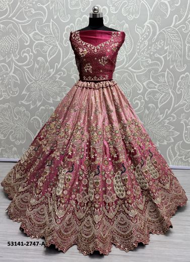 Violet Velvet Handwork Wedding-Wear Bridal Lehenga Choli