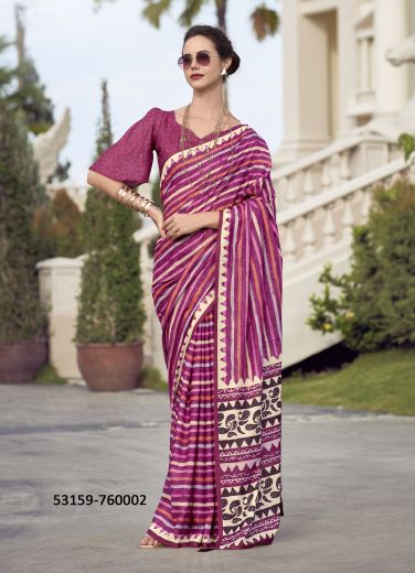 Multicolored Pure Mul-Mul Cotton Printed Office-Wear Saree