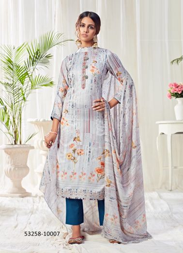 Multicolored Cotton Digitally Printed Office-Wear Plus-Size Readymade Salwar Kameez