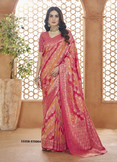 Multicolored Woven Banarasi Silk Saree For Traditional / Religious Occasions