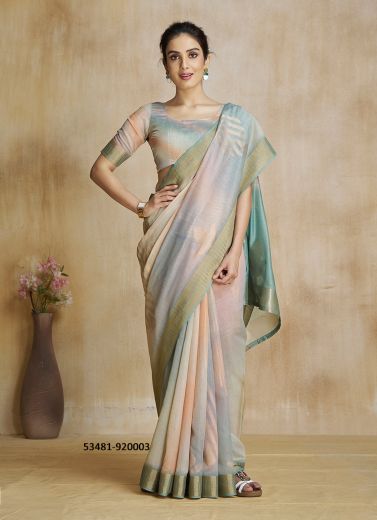 Multicolored Silk Digitally Printed Vibrant Saree For Kitty-Parties