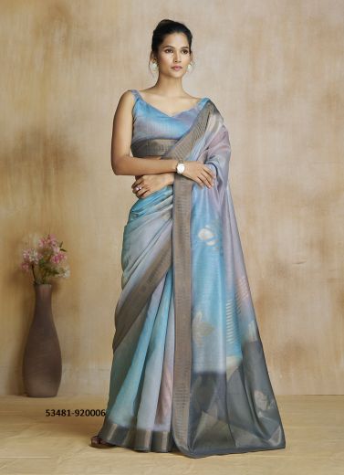 Multicolored Silk Digitally Printed Vibrant Saree For Kitty-Parties