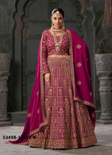 Purple Premium Georgette Zarkan-Work Wedding-Wear Readymade Bridal Lehenga Choli