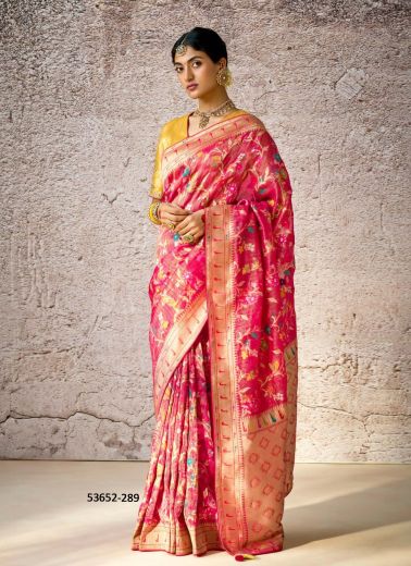 Crimson Red Kora Banarasi Silk Woven Wedding-Wear Saree