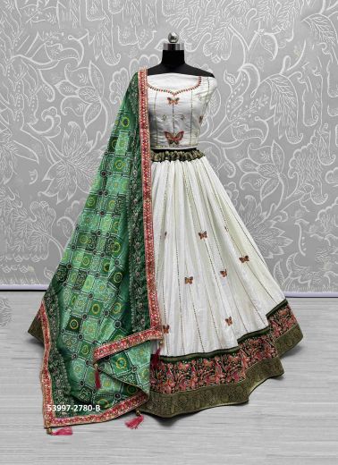 White Silk Handworked Wedding-Wear Reception Lehenga Choli