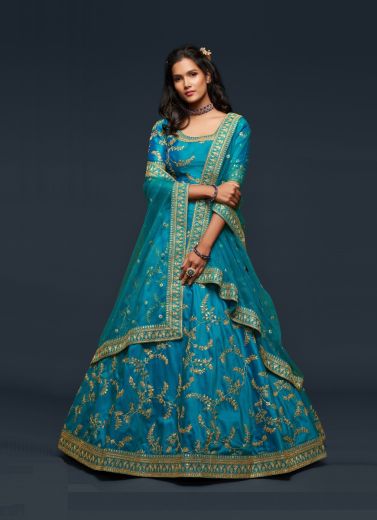 Sky Blue Art Silk Lehenga Choli