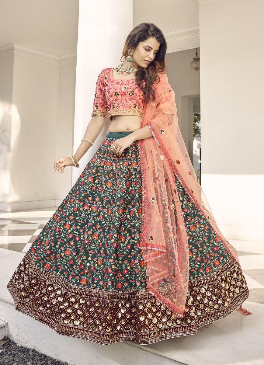 Red Color Bridal Wear Silk Thread Work Lehenga Choli – fashionnaari